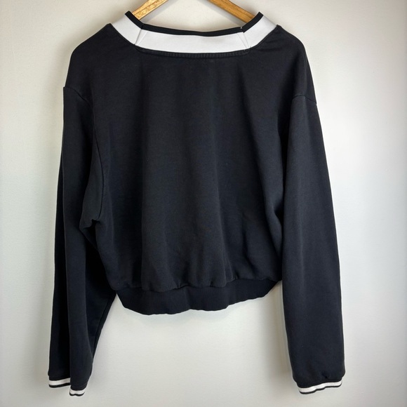 Adidas Cropped Varsity Crewneck Sweatshirt Black - Picture 5 of 5